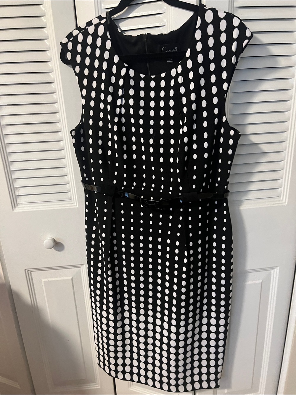 Cato Black and White Polka Dot Sleeveless Sheath Dress